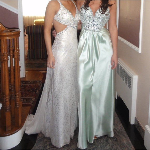 Mignon Crystal Mint Green Prom Dress - Picture 13 of 15